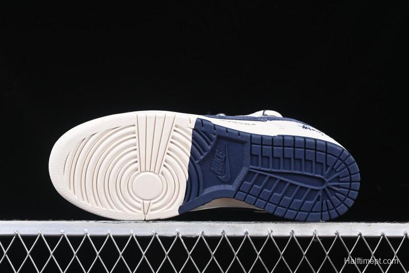 Nike SB Dunk Low Stussy Anniversary Edition High-End Custom Sneakers with Lace-Up Design in Grey White and Navy - YX5066-240