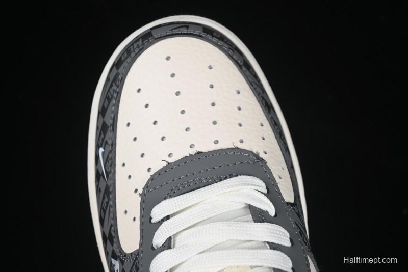 Nike Air Force 1 '07 Low MLB Collaboration Dark Checkered Beige Low-Top Casual Sneakers - DF0188-038