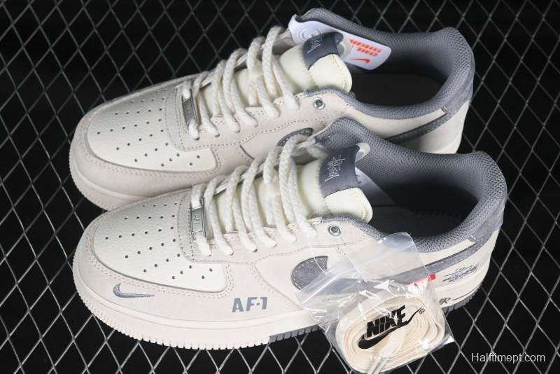 Nike Air Force 1 '07 Low Stussy Collaboration Dual-Tone Beige Low-Top Casual Sneakers - SJ6698-024