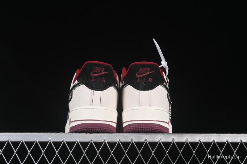 Nike Air Force 1 '07 Low Dior Collaboration Burgundy Low-Top Casual Sneakers - KK1988-046