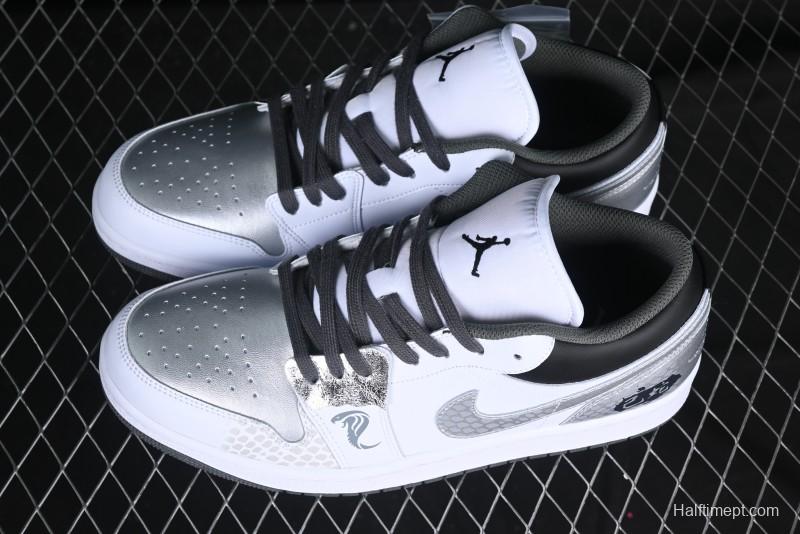 Nike Air Jordan 1 Low AJ1 Snake Year Custom Low-Top Culture Basketball Shoes - 553558-152