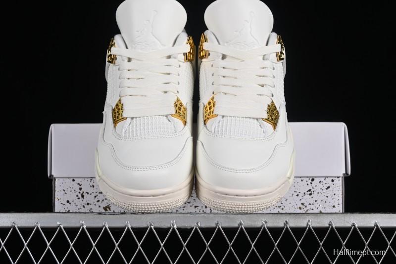 Nike Air Jordan 4 Retro Sneakers with Metallic Gold Design - AQ9129-170