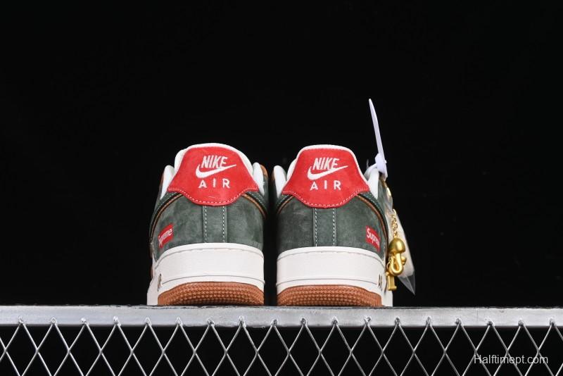 Nike Air Force 1 '07 Low Supreme Year of the Snake Limited Edition Green Brown Double Swoosh Casual Sneakers - DM6688-025
