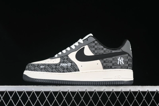 Nike Air Force 1 '07 Low MLB Collaboration Dark Checkered Beige Low-Top Casual Sneakers - DF0188-038