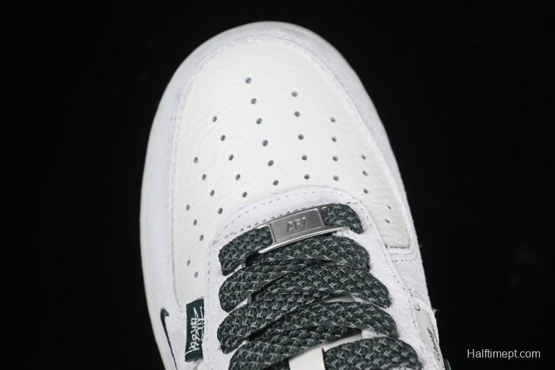 Nike Air Force 1 '07 Low Stussy Collaboration Green Suede Swoosh Low-Top Casual Sneakers - CH6336-511