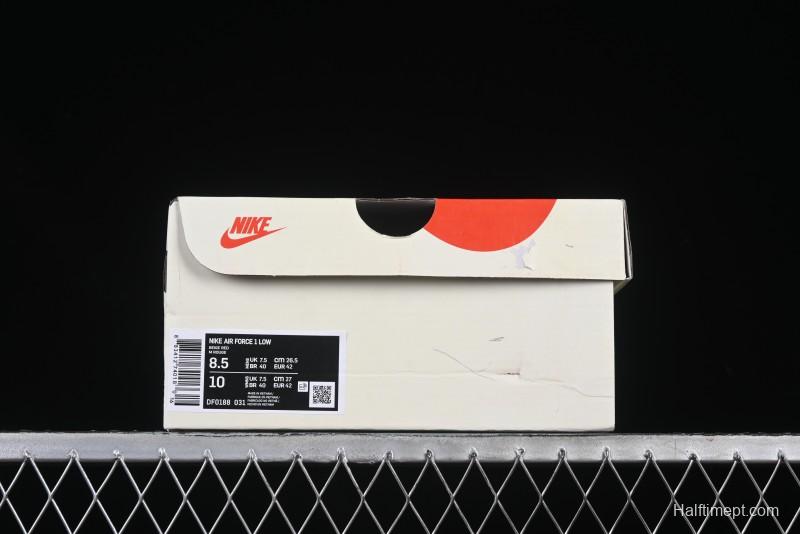 Nike Air Force 1 '07 Low Stussy Collaboration Beige Deep Orange Low-Top Casual Sneakers - DF0188-031
