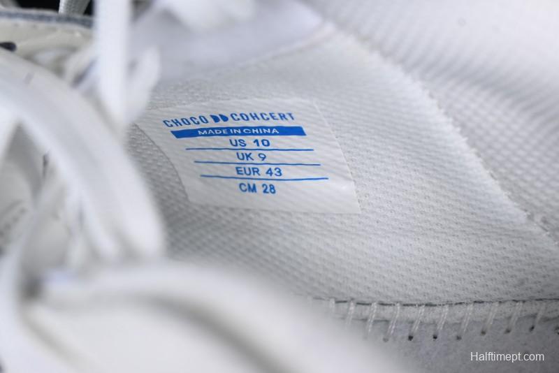 Choco Concert Leather Round Square Asymmetrical Fashion Sneakers White - AJE5