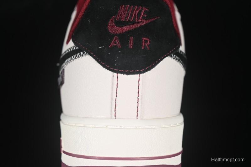 Nike Air Force 1 '07 Low Dior Collaboration Burgundy Low-Top Casual Sneakers - KK1988-046