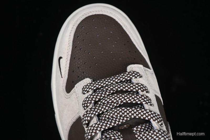 Nike SB Dunk Low Stussy Collaboration Brown Leather Swoosh Anniversary Custom Low-Top Casual Sneakers - DJ2024-062