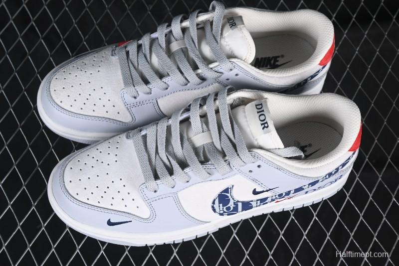 Nike SB Dunk Low Dior Collaboration Dark Blue Swoosh Anniversary High-End Custom Low-Top Casual Sneakers - DJ2024-126