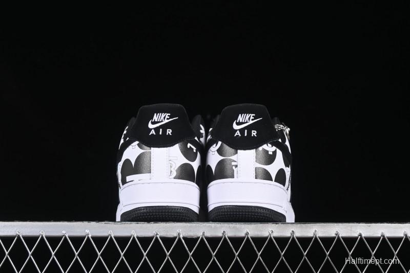 Nike Air Force 1 '07 Low Burberry Collaboration Black White Cow Print Casual Sneakers - DF0188-029