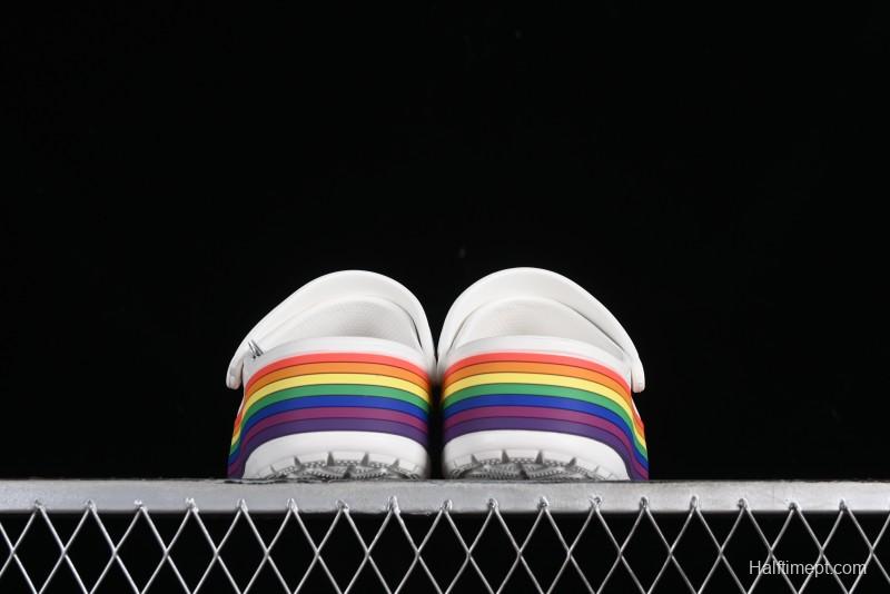 Crocs Crocband Platform Rainbow Comfortable Thick-Soled Clogs - B.D4