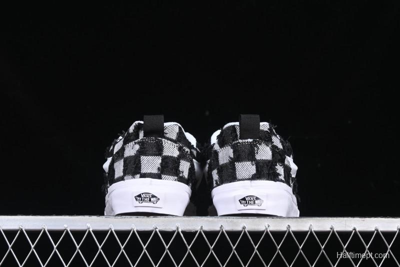 Vans Knu Skool Checkerboard Washed Denim Low-Top Casual Skate Shoes - VN000CS0239