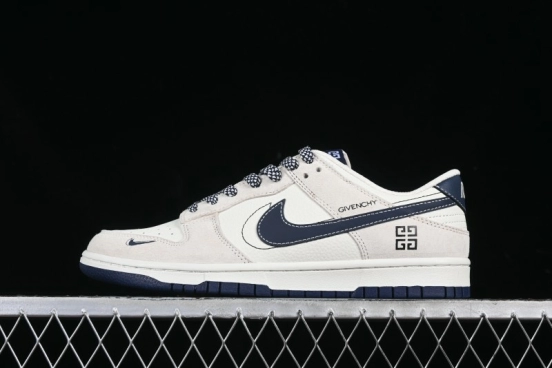 Nike SB Dunk Low Givenchy Collaboration Grey Pigskin Anniversary Custom Low-Top Casual Skate Shoes - DJ2024-112