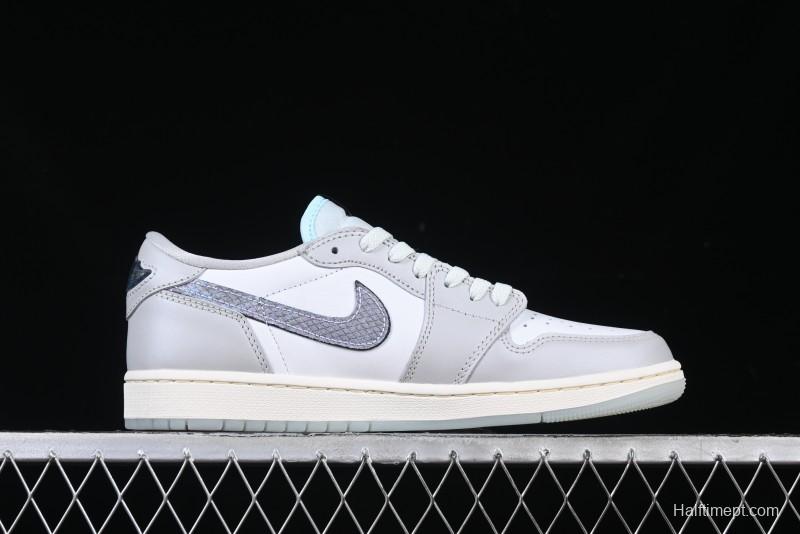 Nike Air Jordan 1 Low OG CNY AJ1 Snake Year Limited Silver Snake Low-Top Retro Basketball Shoes - HF3144-100