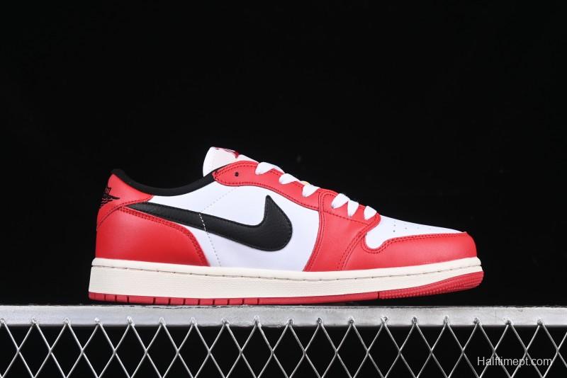 Nike Air Jordan 1 Low AJ1 White Red Black Hook Casual Sneakers - HQ6998-600