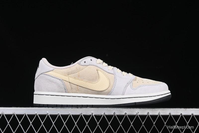 Nike Travis Scott x Air Jordan 1 Low OG AJ1 Reverse Swoosh Collaboration Sneakers - DM7866-812