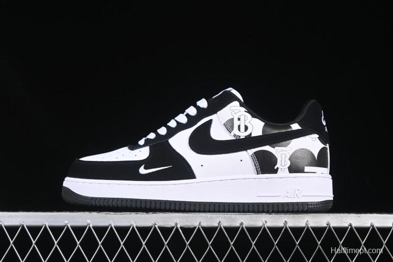 Nike Air Force 1 '07 Low Burberry Collaboration Black White Cow Print Casual Sneakers - DF0188-029