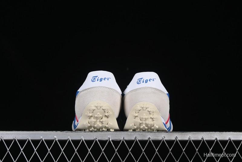 Onitsuka Tiger Vintage Runner Sneakers - White/Grey with Blue & Red Accents