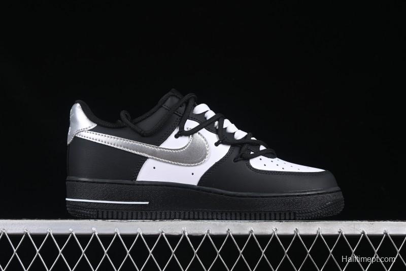 Nike Air Force 1'07 Low Silver Wing Panda Casual Sneakers with Strap - ZH0316-064