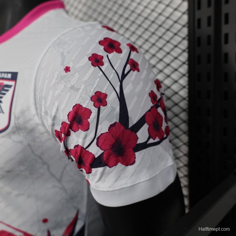 Player Version 2025 Japan White with Blue and Red Bird Jersey