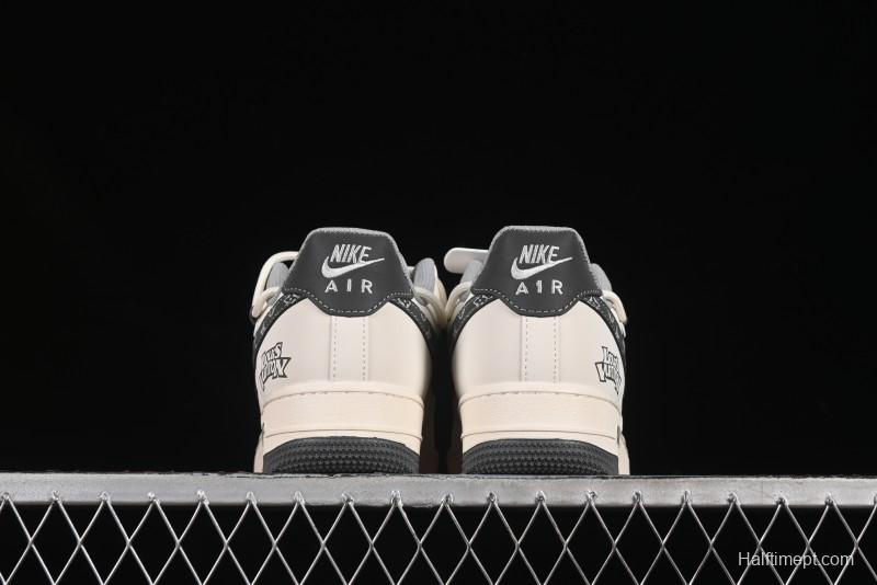 Nike Air Force 1 '07 Low LV Collaboration Two-Tone Grey Pattern Lace-Up Casual Sneakers - DM6868-063