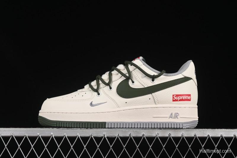 Nike Air Force 1'07 Low Supreme Collaboration Dual-Tone Grey Green Lace-Up Casual Sneakers - DM6868-070