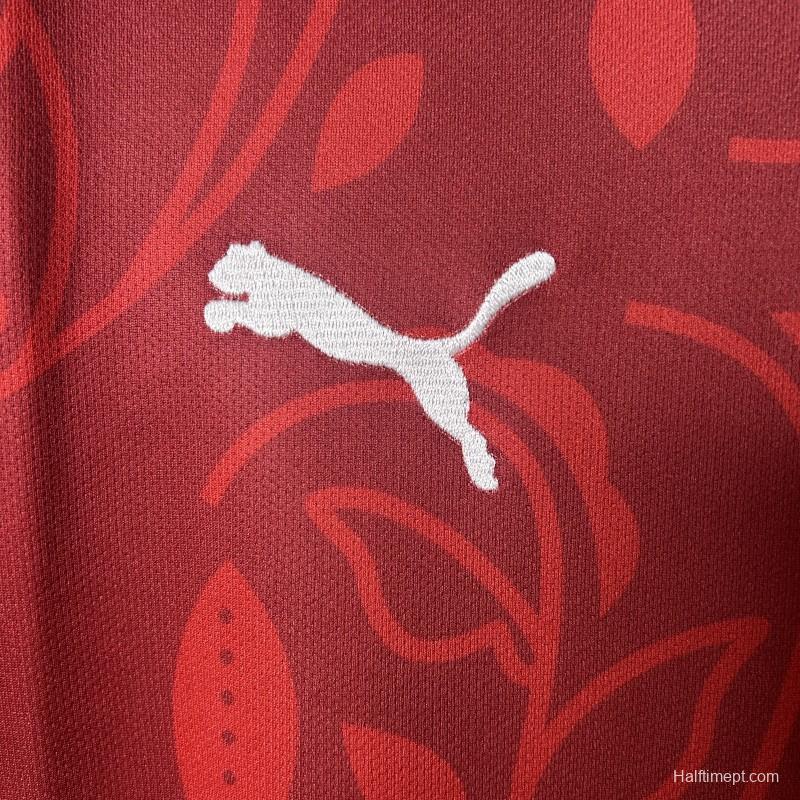 2025 Portugal National Team Burgundy with Floral Pattern Jersey