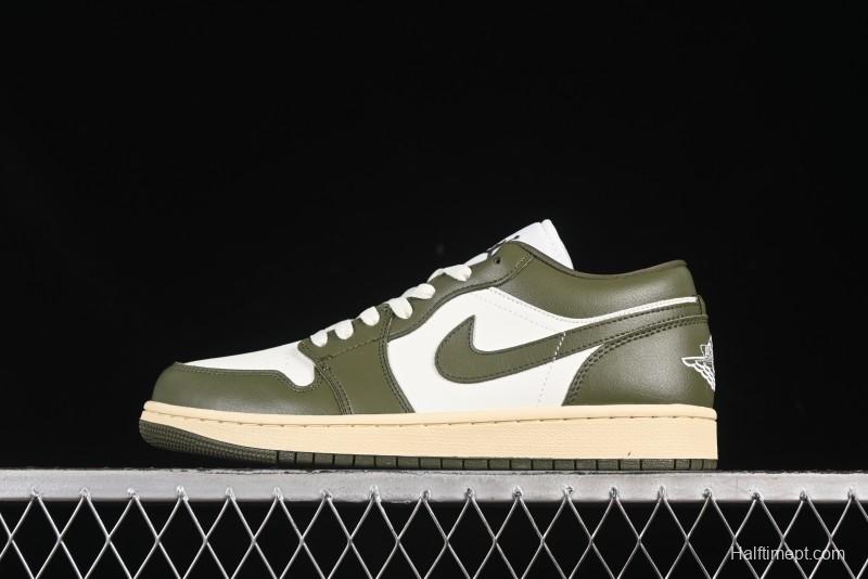 Nike Air Jordan 1 Low AJ1 Military Green White Casual Lifestyle Sneakers - DC0774-122
