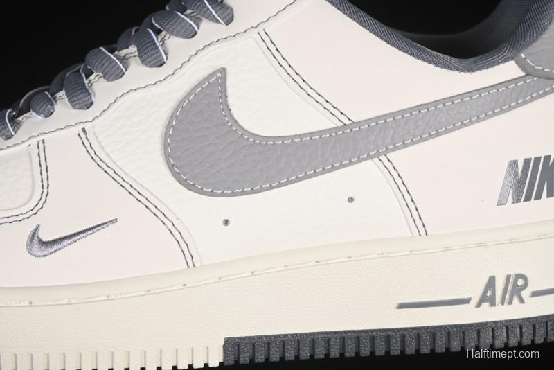 Nike Air Force 1 '07 Low Casual Sneakers in Cream Grey with Full-Length Air Cushion - SC9207-534