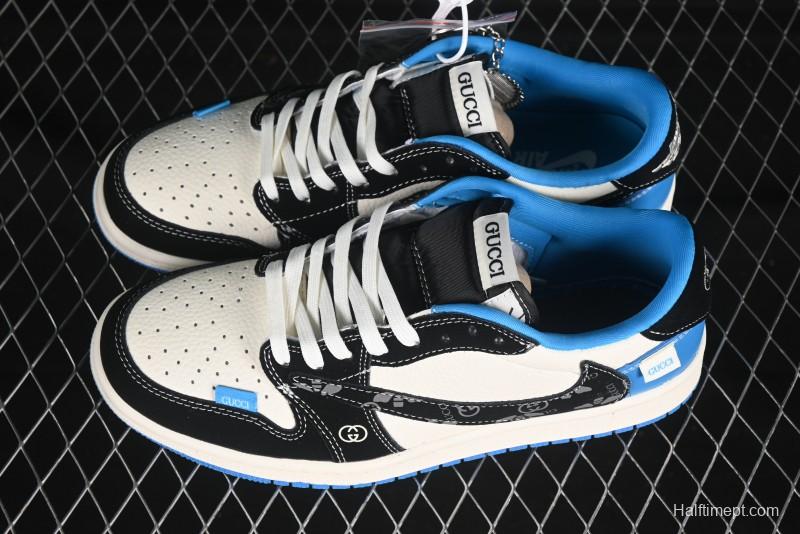 Nike Travis Scott x Fragment Design x Air Jordan 1 Low OG SP AJ1 Collaboration Sneakers in Blue/Black - XS2024-037