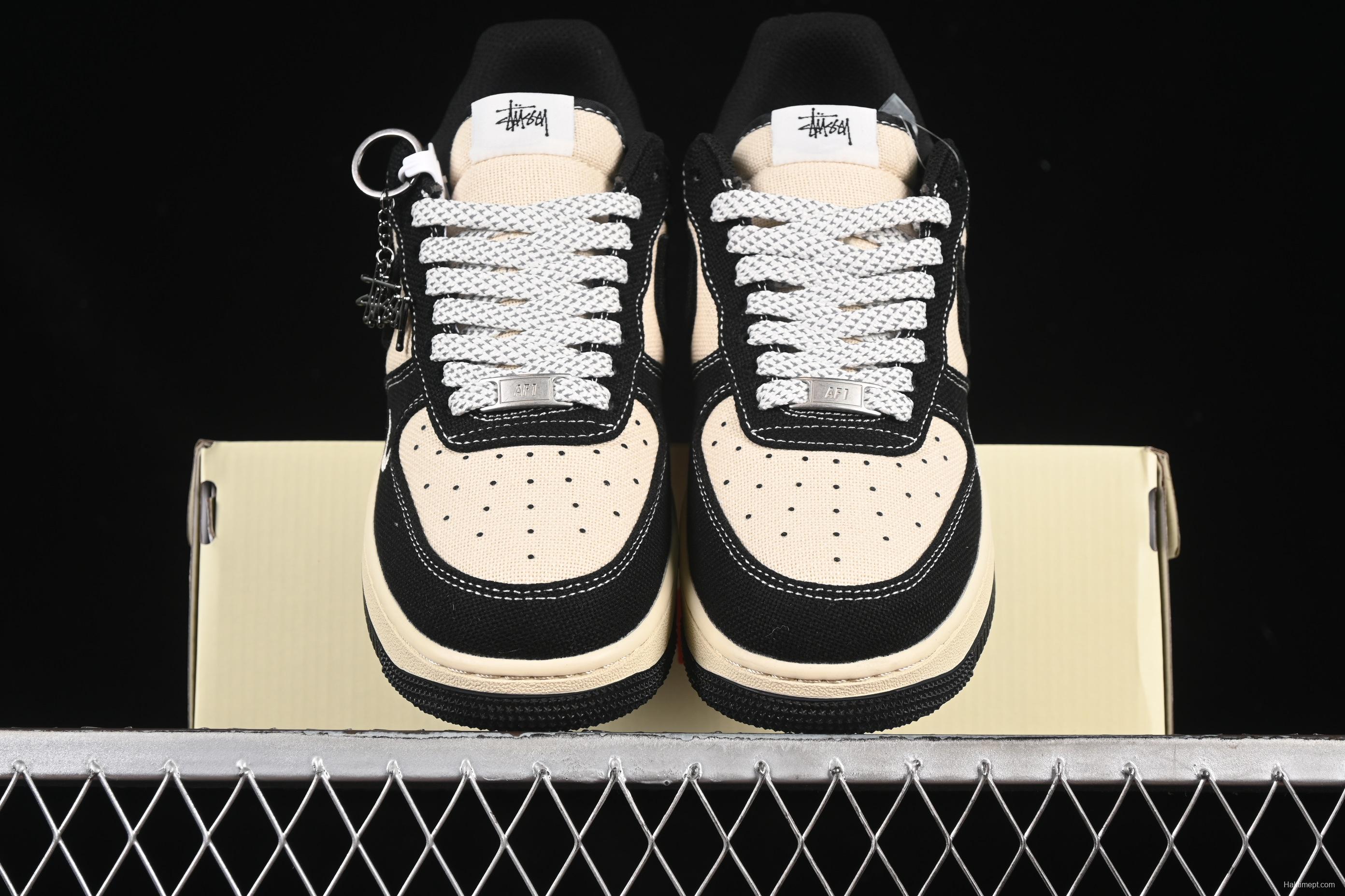 Nike Air Force 1 '07 Low Stussy Collaboration Beige Black Hemp Low-Top Casual Sneakers - XX3168-156