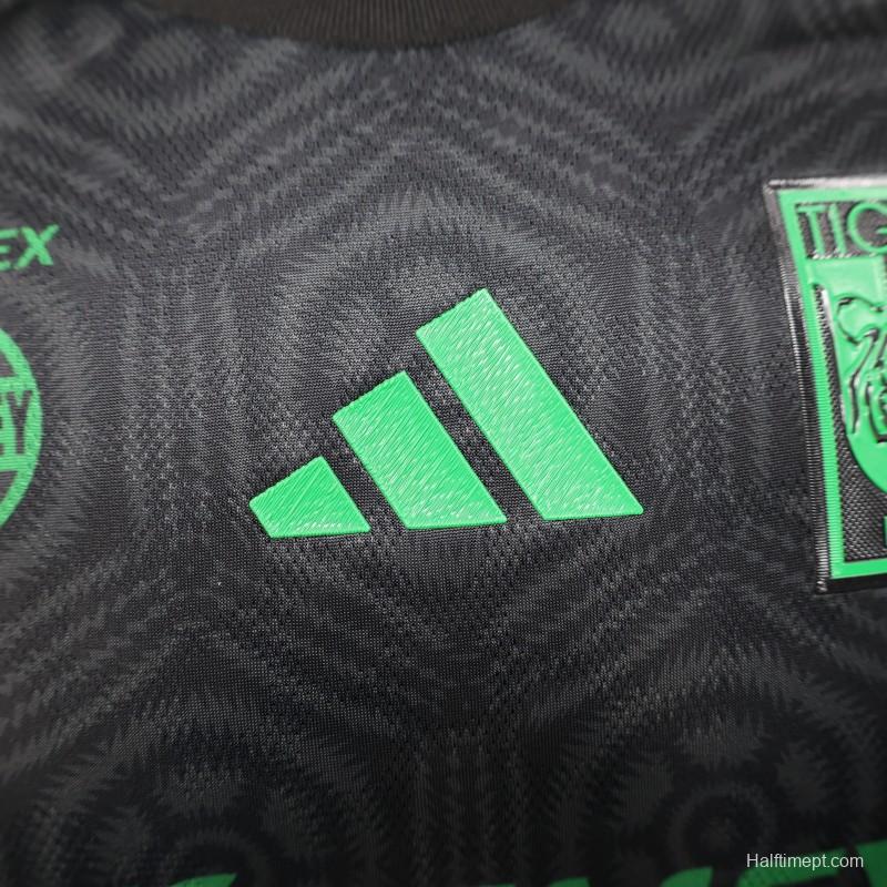 Player Version 2024-25 Tigres UANL Third Jersey - Black with Green Accents - CEMEX Sponsorship