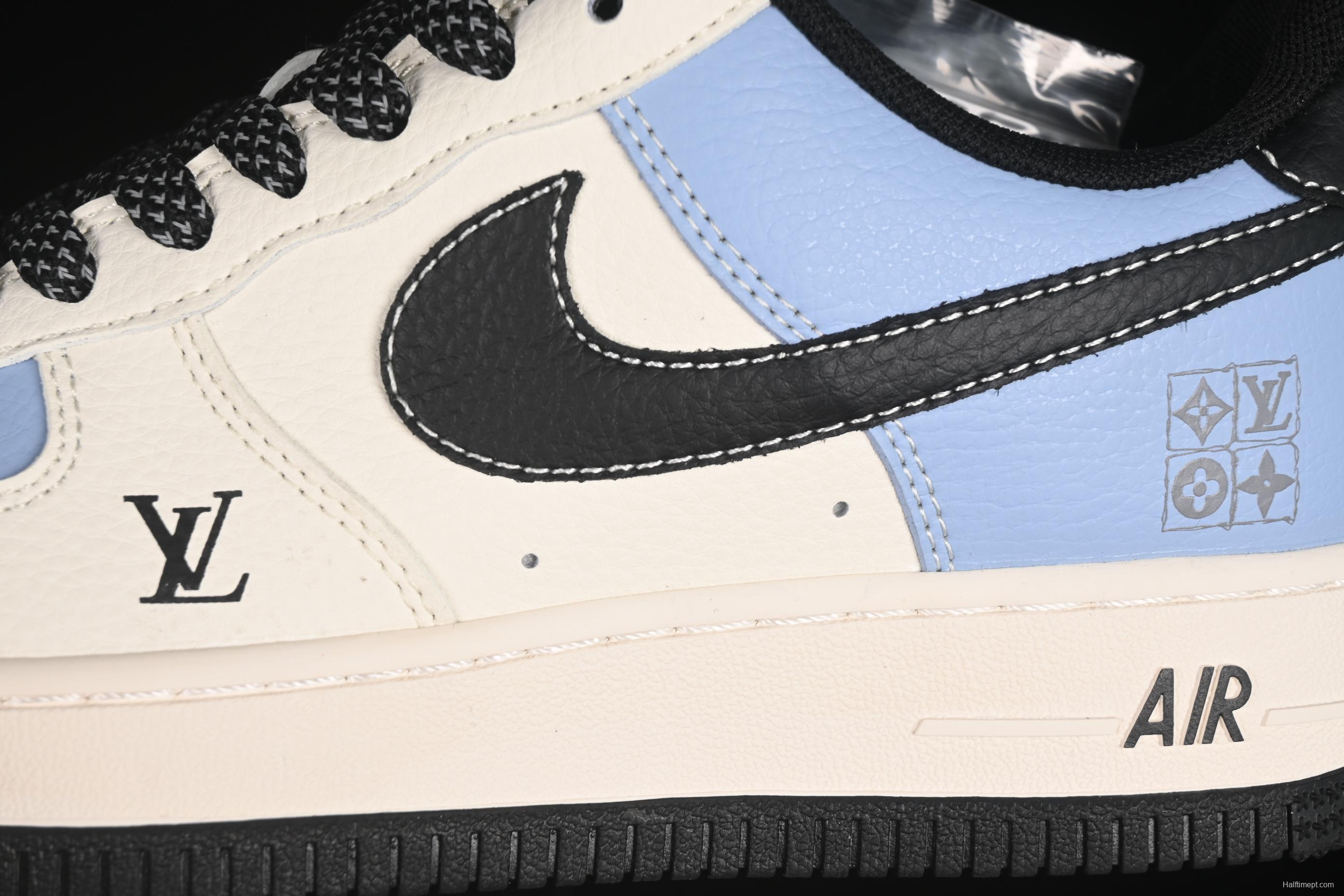 Nike Air Force 1 '07 Low LV Collaboration Black Water Blue Casual Sneakers - JJ2508-712