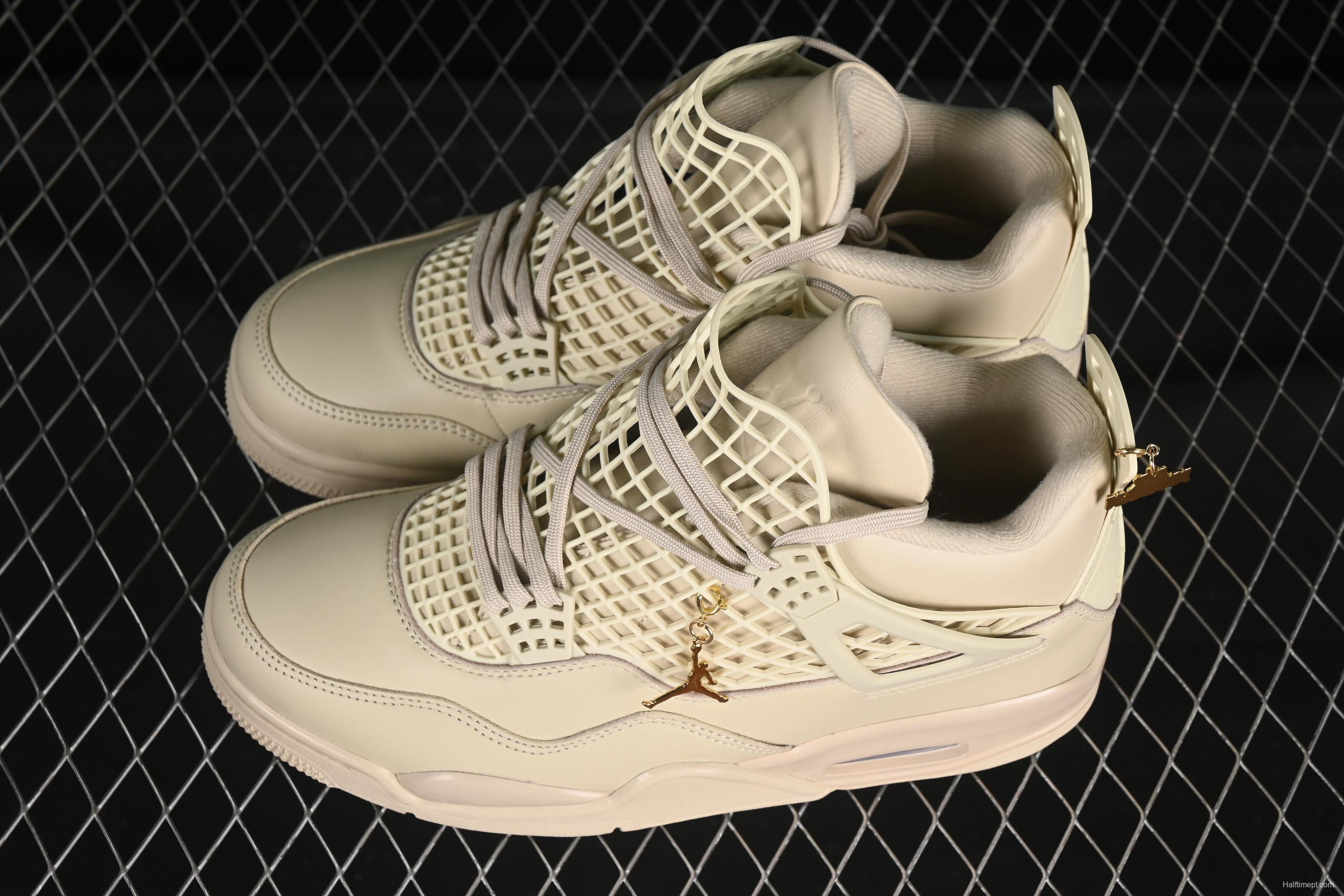 Nike Air Jordan 4 Retro Basketball Shoes in Rattan with NET Design - FN7251-200