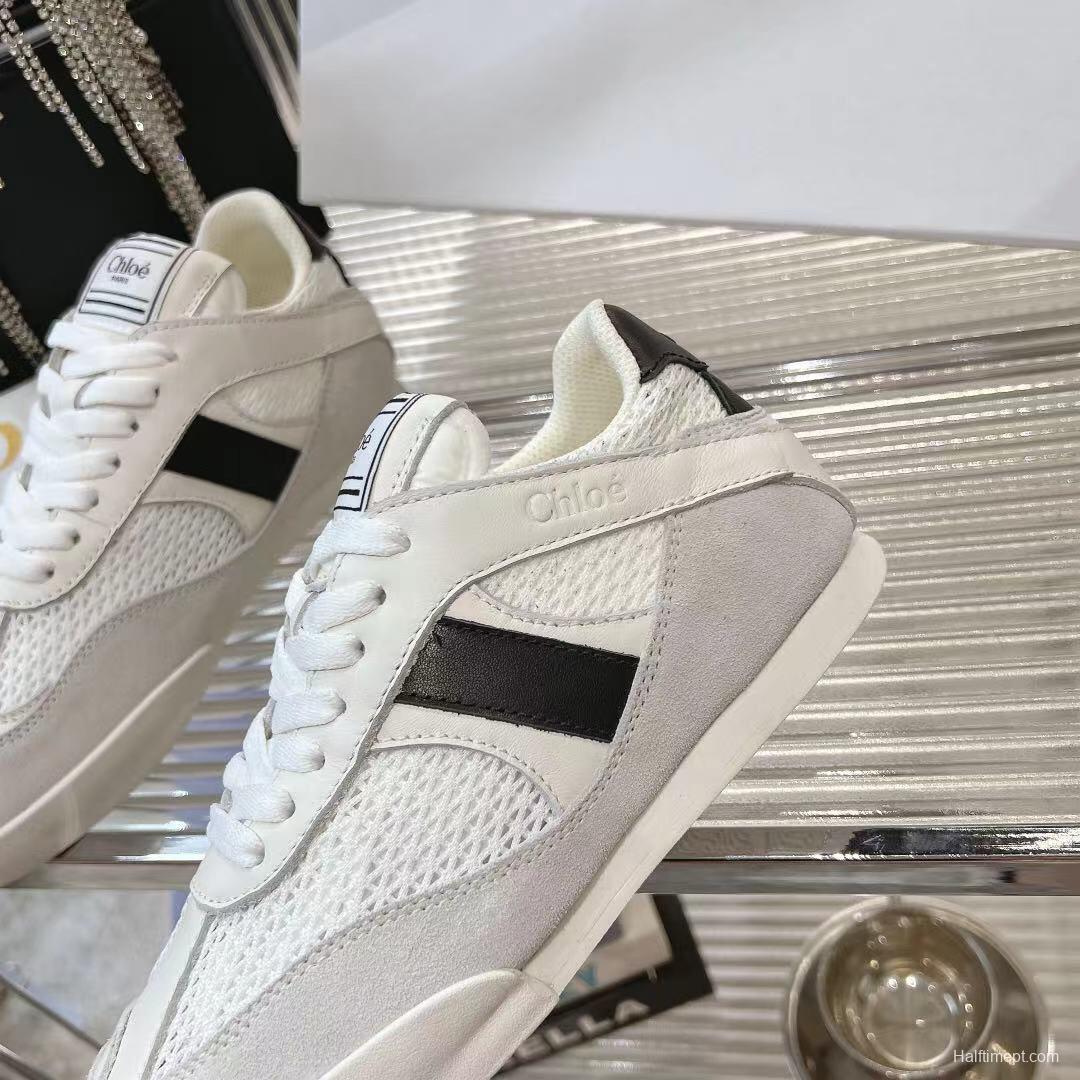 2025 Women Chloé White Mesh Leather Sneakers LY00280