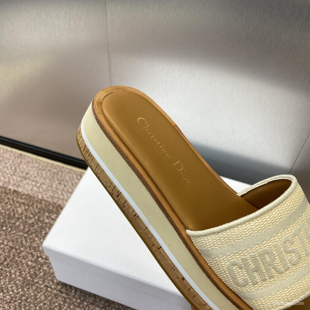 2025 Slippers Dior Beige Canvas Slippers