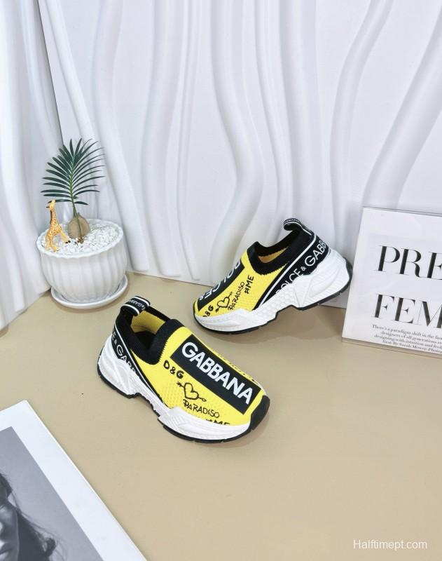 2024 Kids Dolce & Gabbana Red Black White Nylon Sneaker