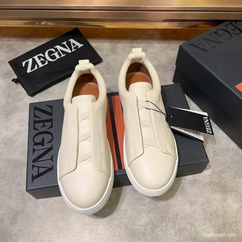 2024 Men ZEGNA White Leather Sneakers MJ00280