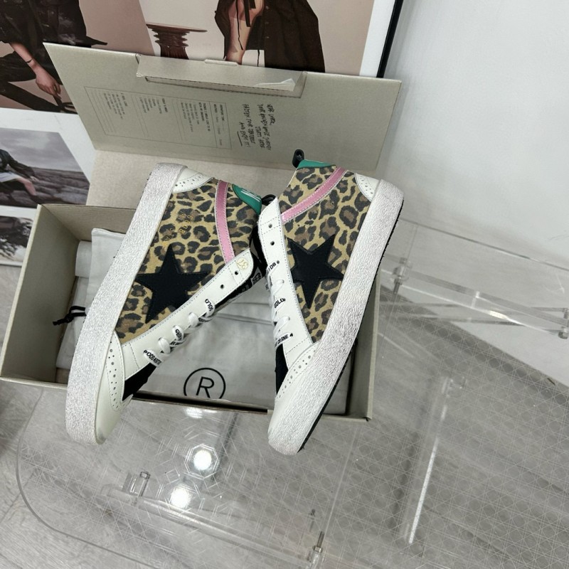 2024 Unisex GGDB Leopard Pink Green Leather Suede High Top Sneakers MJ00300