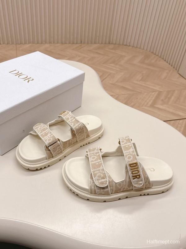 2025 Slippers Dior Beige Fabric Slippers LY