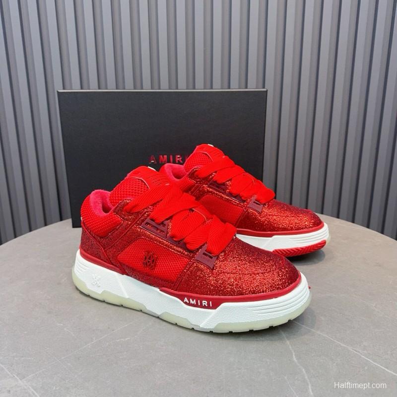 2024 Unisex Amiri Red Mesh Suede Sneakers MJ00360