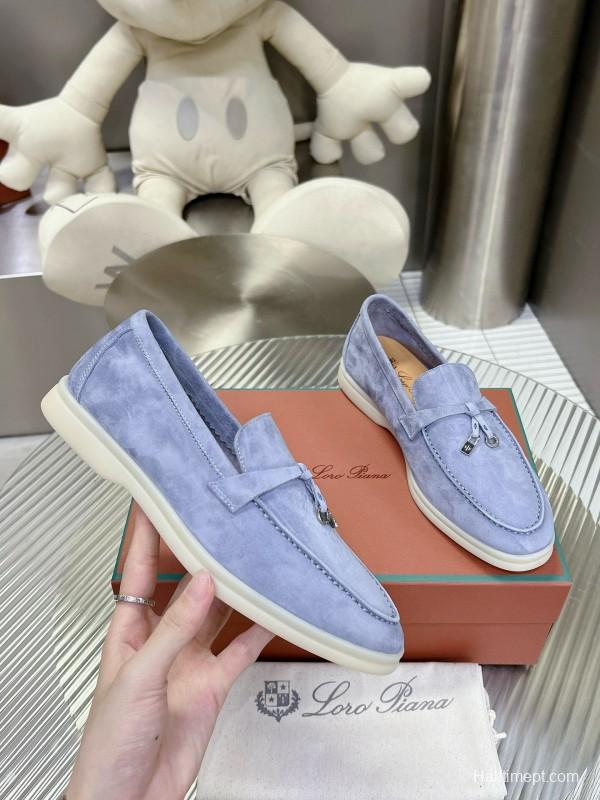 2024 Unisex Le Parmentier Light Blue Suede Loafers MJ00270