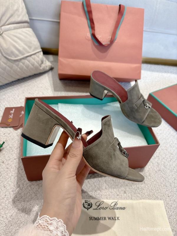 2025 Women LP Grey Suede Sandals