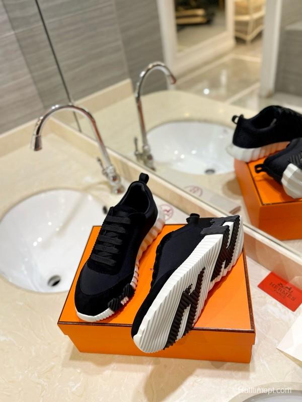 2024 Men Hermès black fabric sneakers MJ00320