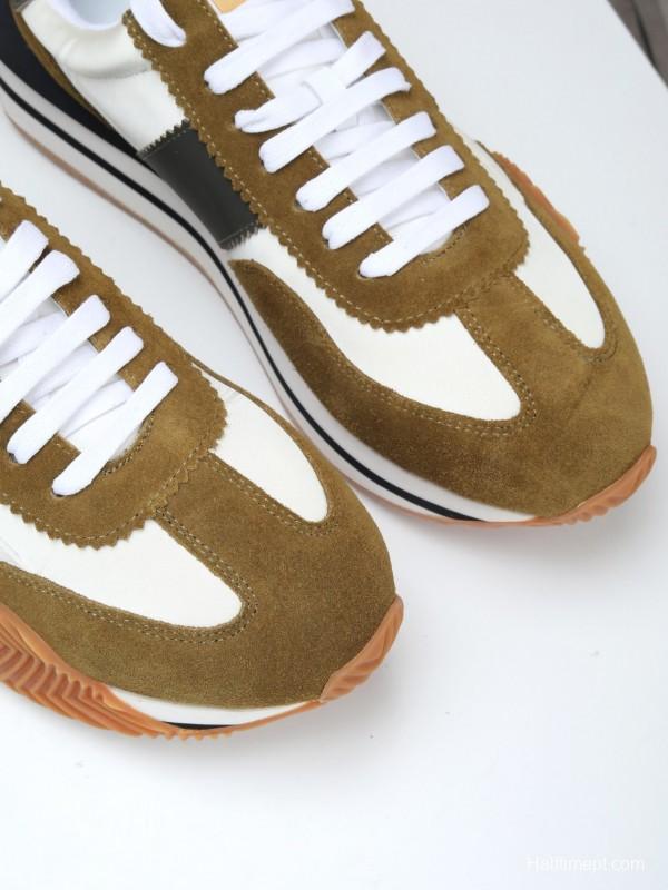 2025 Unisex TOM FORD White Black Brown Leather Suede Sneakers LY00360(LY00370)
