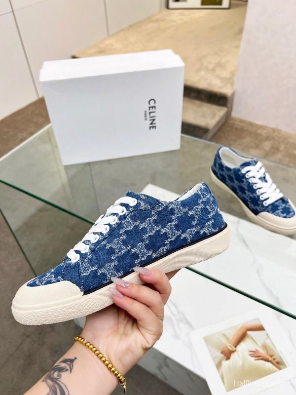 2025 Women Celine Blue Canvas Sneakers LY00210