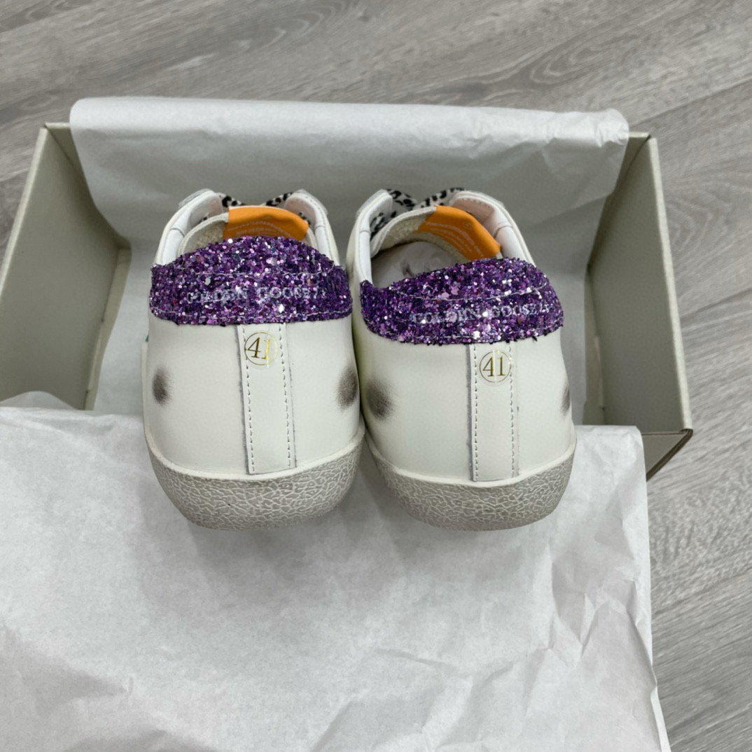 2025 Women GGDB White Green Suede Leather Sneakers