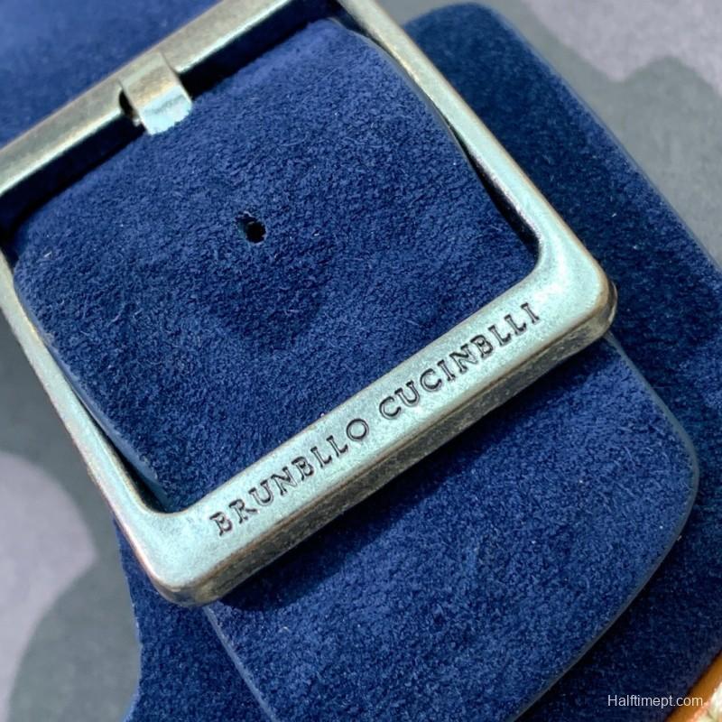 2025 Unisex Brunello Cucinelli Blue Suede Leather Slippers KFY00250