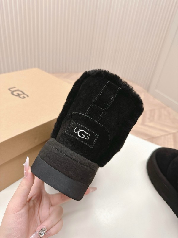 2024 Women UGG Black Suede Sheepskin Snow Boots MJ00320